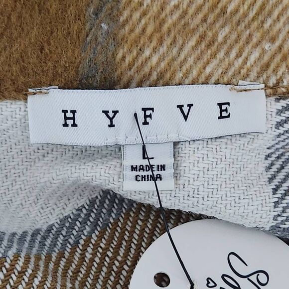 HYFVE Brown Plaid Cropped Jacket NWOT Size Large Brown Plaid Jacket - Picture 7 of 11